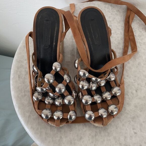 MOVING SALE EVERYTHING MUS GO - Alexander Wang Taylor Suede Wrap Wedge Sandal - Picture 8 of 12